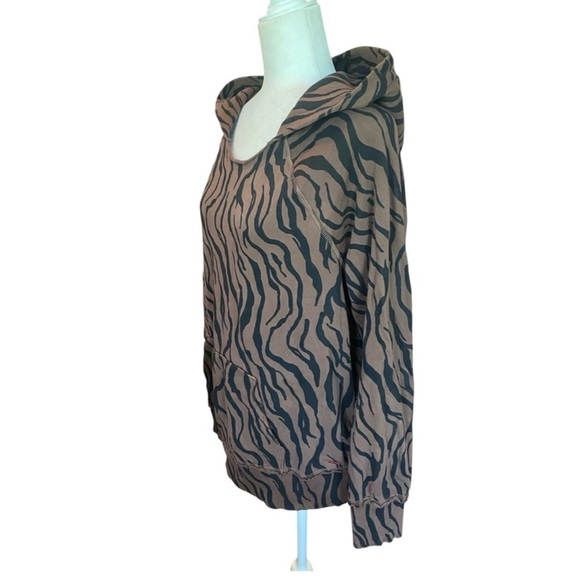 n:Philanthropy Sicily Animal Print Brown Distressed Hooded Sweatshirt - Picture 2 of 8